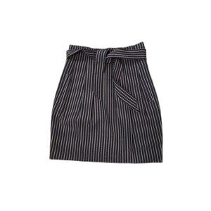 Pleated Chocolate Pencil Skirt Womens 8 Striped Lined Paperbag High Waist Office